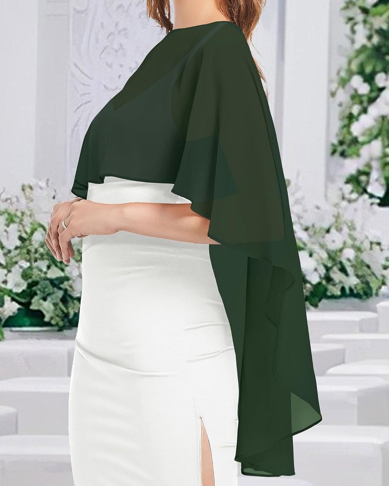 CHICGAL Womens Capelets Shawls and Wraps for Evening Dress Chiffon Capes Wedding Cover Up - Image 4